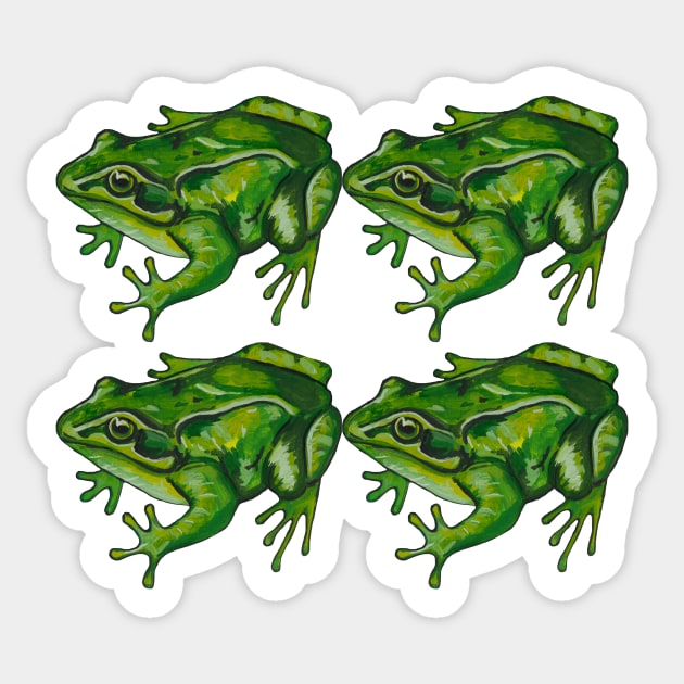 Four green tropical frogs Sticker by deadblackpony